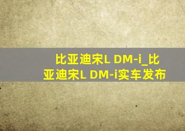 比亚迪宋L DM-i_比亚迪宋L DM-i实车发布